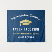 Tenture Félicitations à notre diplômé personnalisé bleu ma (Devant (Horizontal))