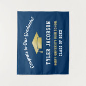 Tenture Félicitations à notre diplômé personnalisé bleu ma (Devant)
