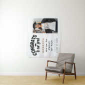 Tenture Félicitations à notre diplômé Photo Nom Noir Or Bl (En situation)