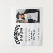 Tenture Félicitations à notre diplômé Photo Nom Noir Or Bl (Devant)