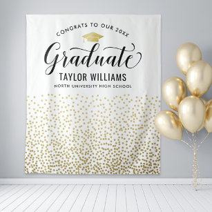 Tenture Félicitations à notre Graduate Gold Confetti Party