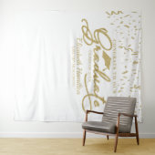 Tenture Félicitations au diplômé Fond doré et blanc (En situation (horizontale))