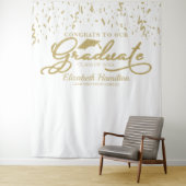 Tenture Félicitations au diplômé Fond doré et blanc (En situation)