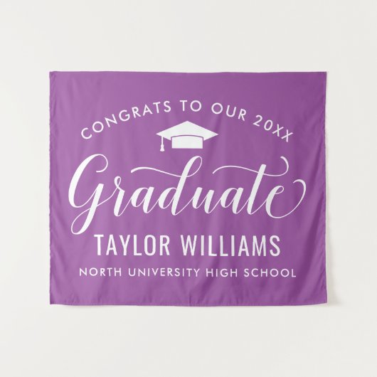 Tenture Félicitations au diplômé Fond Violet (Devant (Horizontal))