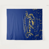 Tenture Félicitations au diplômé Toile de fond or et bleu (Devant (Horizontal))