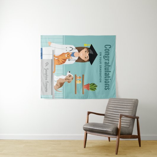 Tenture Félicitations au nouveau diplômé en médecine vétér (En situation (horizontale))