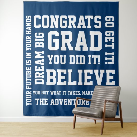 Tenture Félicitations Bleu Positif Moderne Encourageant Gr (En situation)