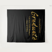 Tenture Félicitations Classiques Or Noir Diplômé Script (Devant (Horizontal))