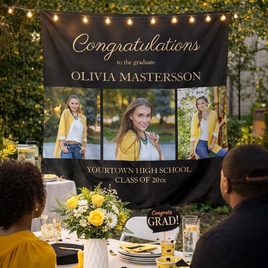 Tenture Félicitations de remise de diplôme photo noir mode