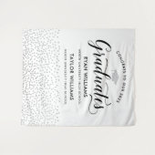 Tenture Félicitations Deux Diplômés Silver Confetti Party (Devant (Horizontal))