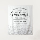 Tenture Félicitations Deux Diplômés Silver Confetti Party (Devant)