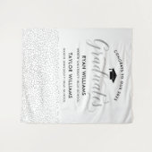 Tenture Félicitations Deux Diplômés Silver Confetti Party (Devant (Horizontal))