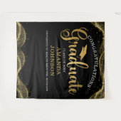 Tenture Félicitations Diplômé de l'or noir (Devant (Horizontal))