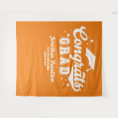 Tenture Félicitations diplômé orange toile de fond pour fê (Devant (Horizontal))
