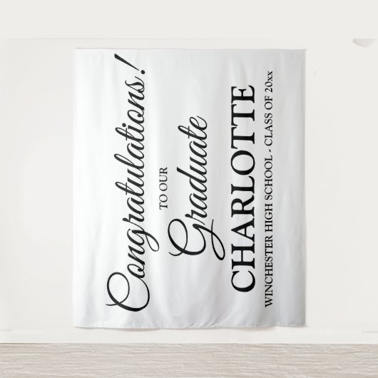 Tenture Félicitations diplômé texte personnalisé en script (Devant)