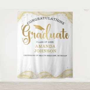 Tenture Félicitations Diplômé White Gold Graduation