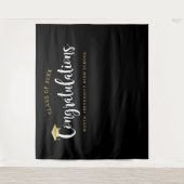 Tenture Félicitations Fête de Remise des Diplômes Noir Or (Devant)