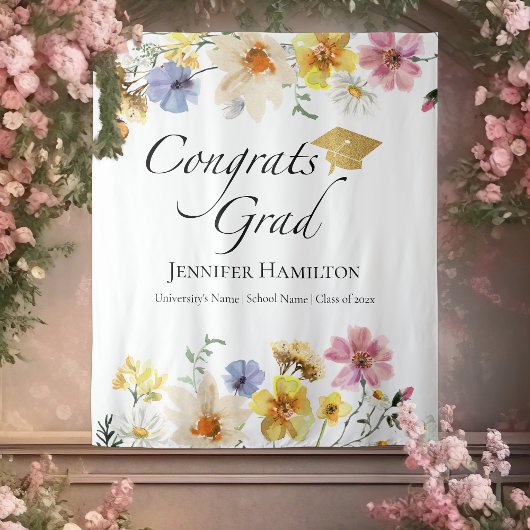 Tenture Félicitations Grad | Contexte des diplômes de fleu