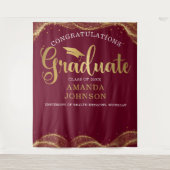 Tenture Félicitations Graduate Maroon Gold Graduation (Devant)