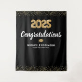 Tenture Félicitations Gradué 2024 Black Gold Party (Devant)