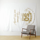 Tenture Félicitations pour l'Or 50e Anniversaire Fond de P (En situation (horizontale))