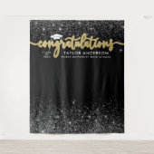 Tenture Félicitations Script Or Noir Fête de Remise de Dip (Devant)