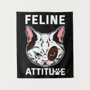 Tenture Feline Attitude Chat Mood Caractère animal de comp