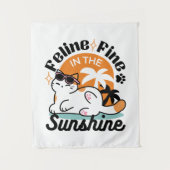 Tenture Feline fin au soleil - Chat Tropical relaxé (Devant)