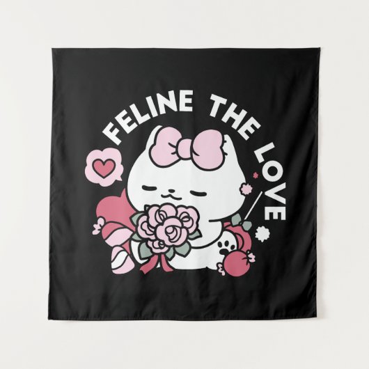 Tenture Feline the Love - Design de chat de la belle Valen (Devant)