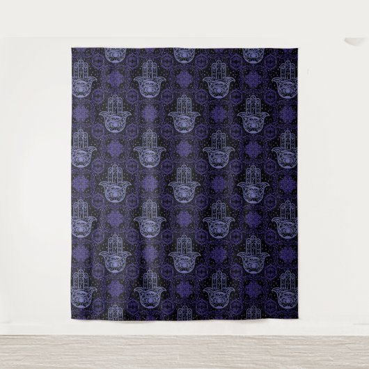 Tenture Felt noir et violet look Hamsa main (Devant)
