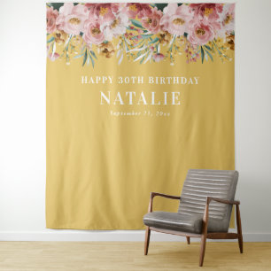 Tenture Féminin aquarelle floral 30e anniversaire rose chi