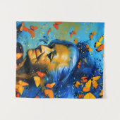 Tenture Femme Âgée Avec Papillons (Devant (Horizontal))