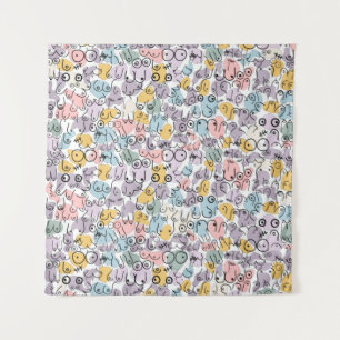 Tenture femme aux seins pastel