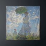 Tenture Femme avec parasol - Madame Monet et son fils<br><div class="desc">Claude Monet, 1875 en plein air peinture à l'huile sur toile représente Claude Monet femme Camille avec un parasol, debout sur une colline verte herbacée avec un ciel bleu nuageux en arrière - plan, lors d'une journée ventée en été chic boho clair bohème chic décoration d'art moderne classique historique moderne...</div>