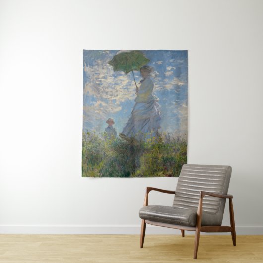 Tenture Femme avec parasol - Madame Monet et son fils (En situation)