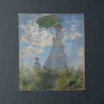 Tenture Femme avec parasol - Madame Monet et son fils<br><div class="desc">Claude Monet, 1875 en plein air peinture à l'huile sur toile représente Claude Monet femme Camille avec un parasol, debout sur une colline verte herbacée avec un ciel bleu nuageux en arrière - plan, lors d'une journée ventée en été chic boho clair bohème chic décoration d'art moderne classique historique moderne...</div>