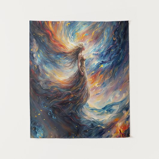 Tenture Femme céleste dans l'art cosmos de feu (Devant)