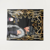 Tenture Femme de mode rétro avec verre de vin  (Devant (Horizontal))