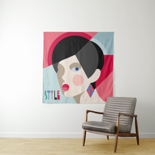 Tenture Femme design branchée. Style moderniste femme h (En situation)