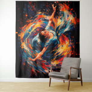 Tenture Femme Dynamique Dançant Couleurs Tourbillonnantes