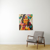 Tenture Femme et papillons Médias mixtes (En situation)