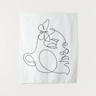 Tenture Femme Face Line Art