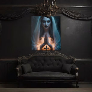 Tenture Femme gothique avec Crucifix