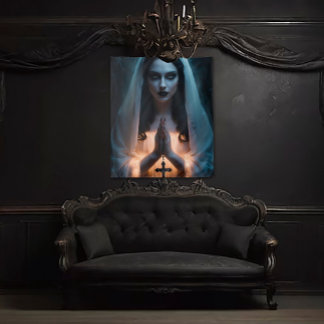 Tenture Femme gothique avec Crucifix