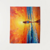 Tenture Femme marcher plage de l'océan chaud coucher de so (Devant)