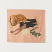 Tenture Femme noire avec tigre (Devant (Horizontal))