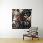 Tenture Femme noire victorienne avec cheval (En situation)
