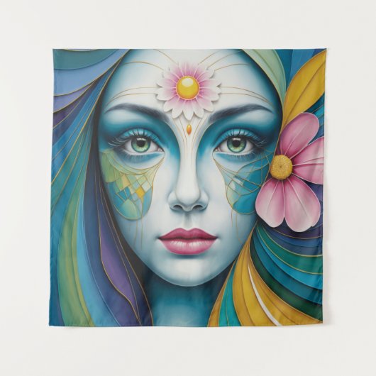 Tenture Femmes de fleurs mandala (Devant)