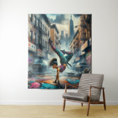 Tenture Femmes en action de Breakdancer Silhouette de New (En situation)