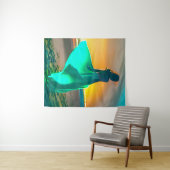 Tenture Femmes en bleu turquoise sur une plage de nuit (En situation (horizontale))